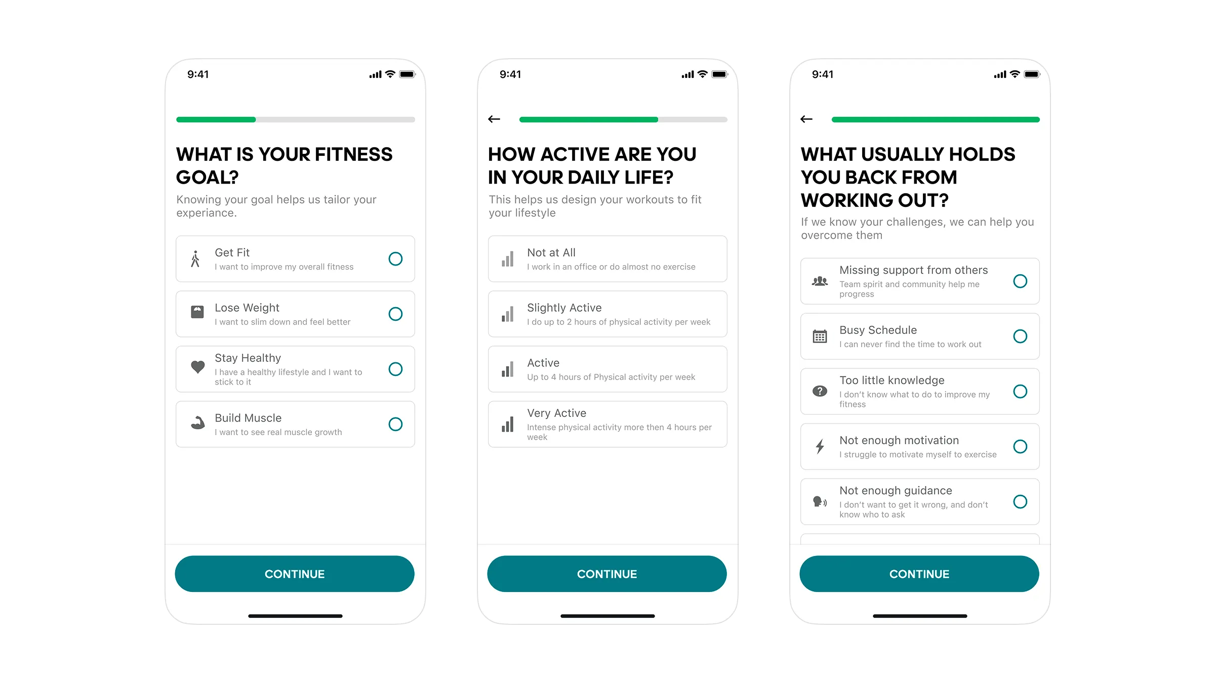 The existing adidas Training onboarding journey